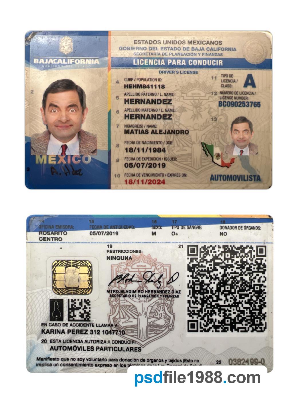 Mexico Baja California State Driving License